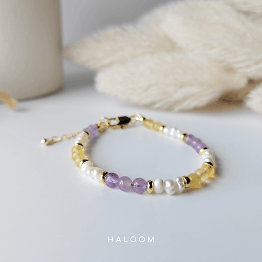 Joyful Nectar Bracelet - Citrine, Amethyst & Pearl