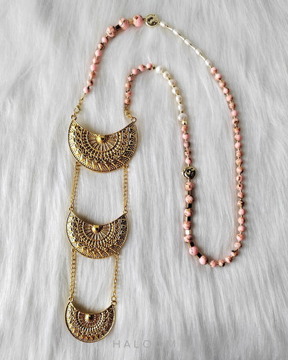 Rantaian Kasih - Pink Shell necklace and glasses chain.