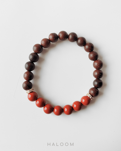 Self-Trust red jasper bracelet and earrings set