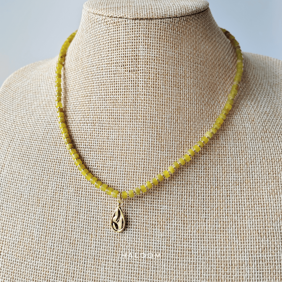 Rondelle lemon jade necklace