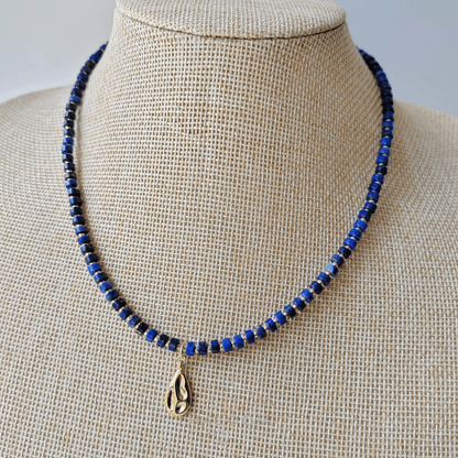 Lapis lazuli rondelle necklace.
