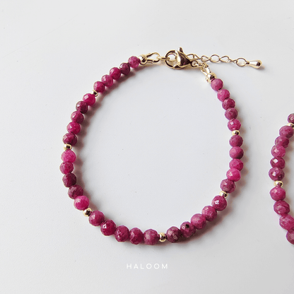 Heart Fire – Faceted ruby bracelets