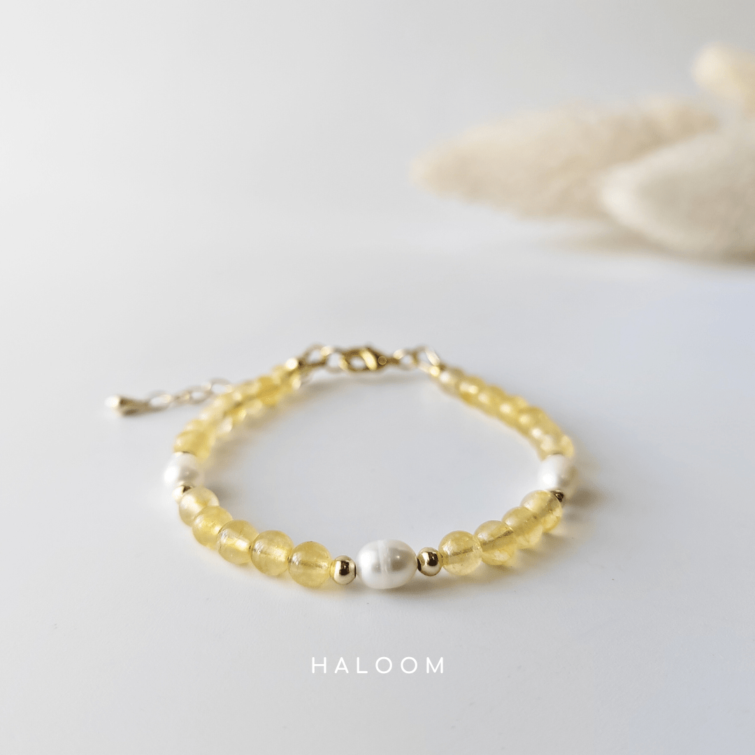 Citrine bracelet with pearls (4mm)