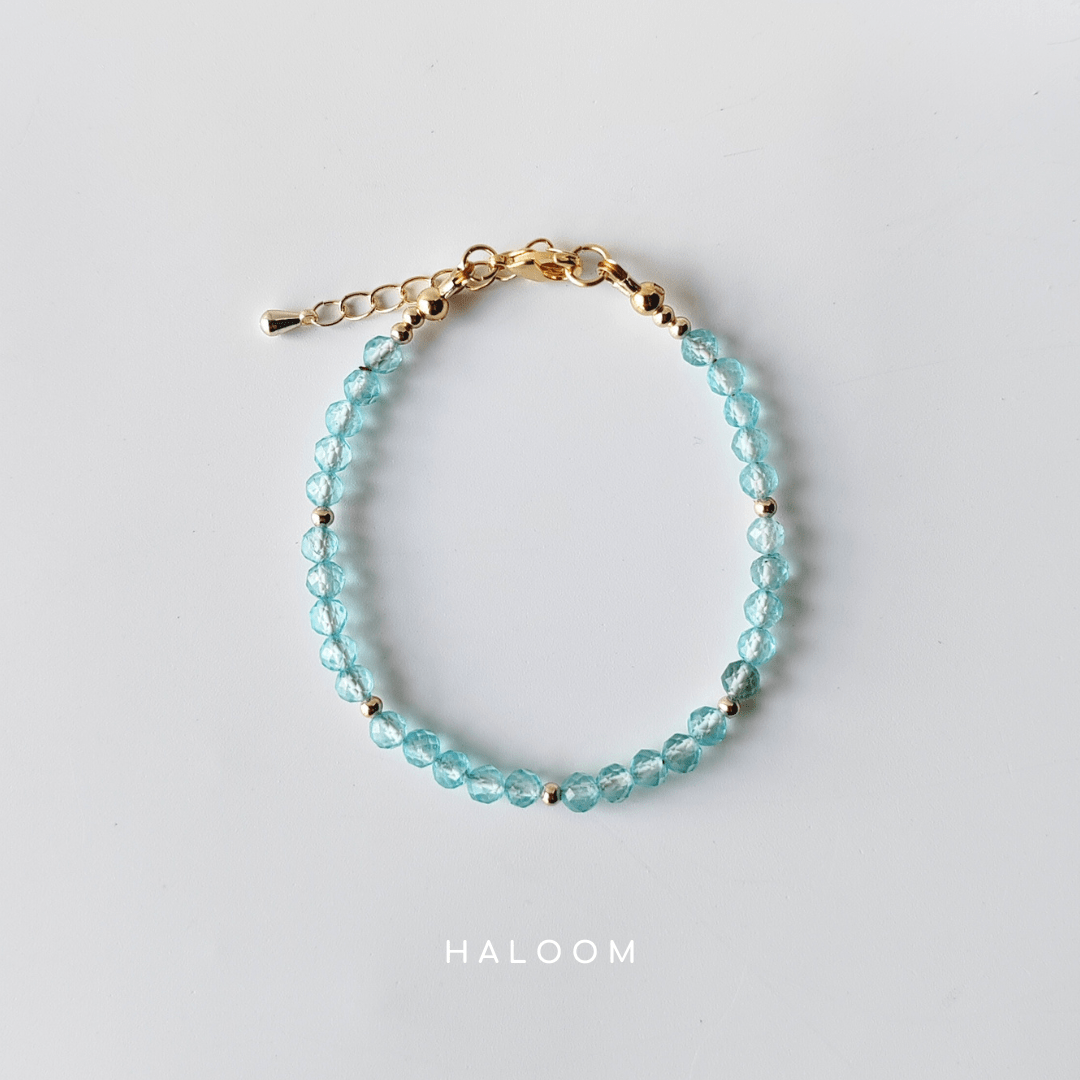 Faceted blue topaz December birthstone bracelet