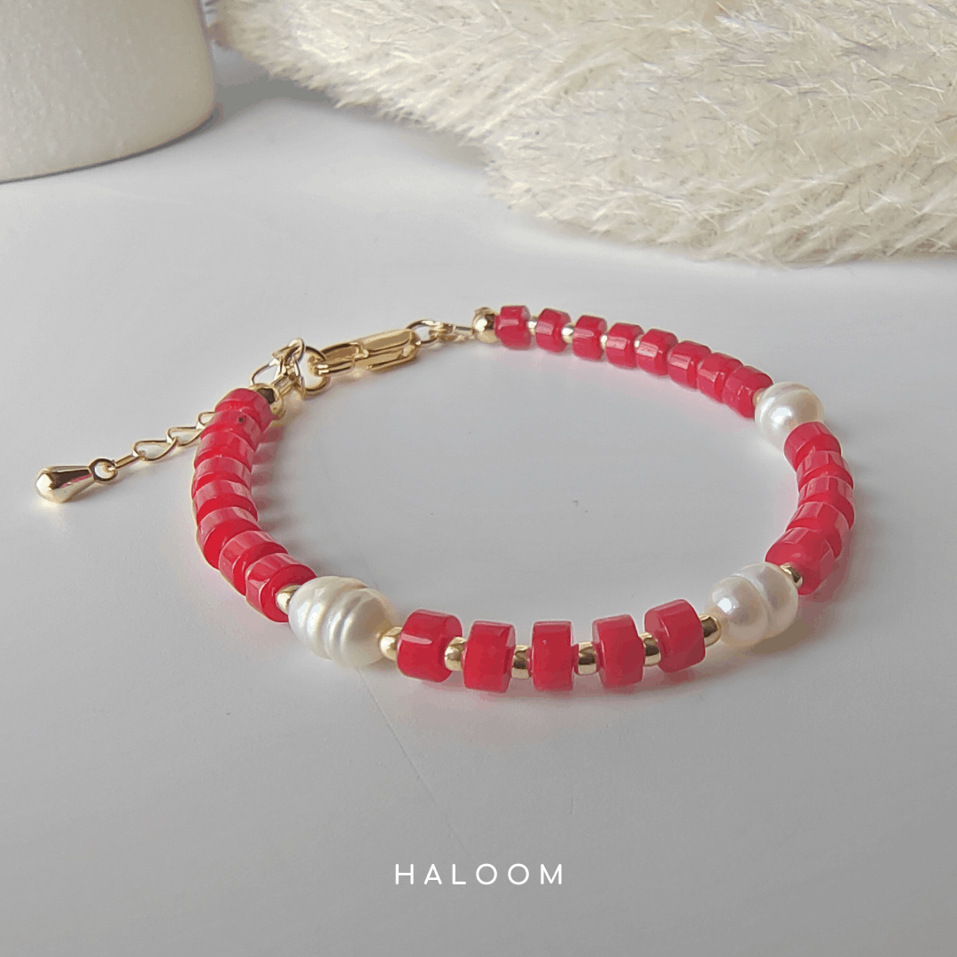 Polished Red Coral Bracelet for Passion & Vitality