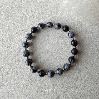 Grounding & Balance snowflake obsidian bracelet