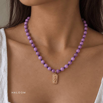 Lavender Jade Necklace with celestial pendant