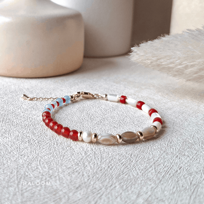 Summer Crush | Shell + red carnelian + aquamarine