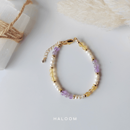 Joyful Nectar Bracelet - Citrine, Amethyst & Pearl