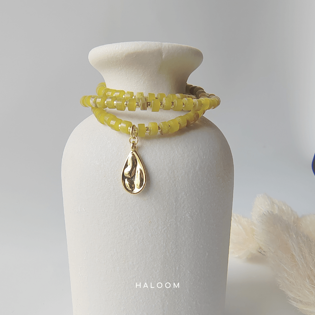Rondelle lemon jade necklace