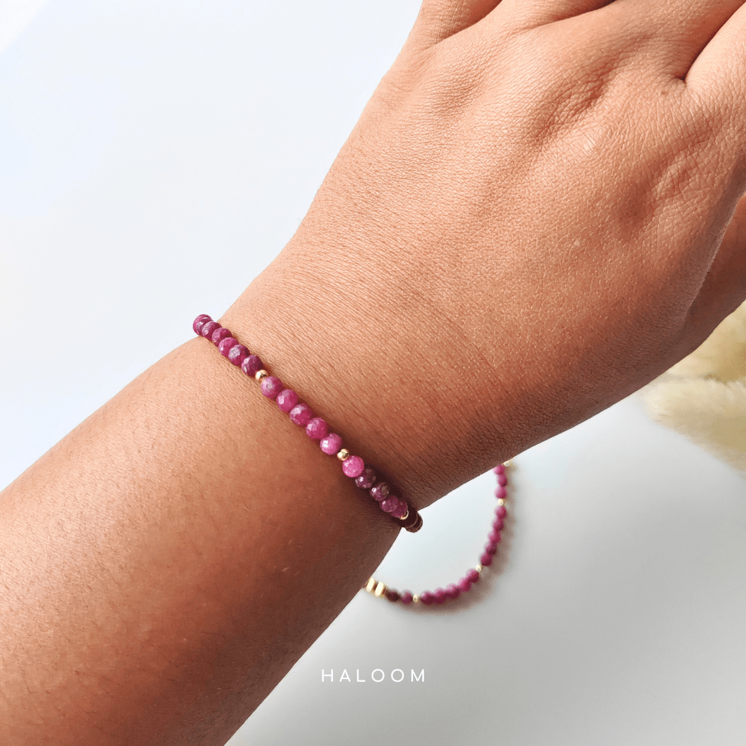 Heart Fire – Faceted ruby bracelet