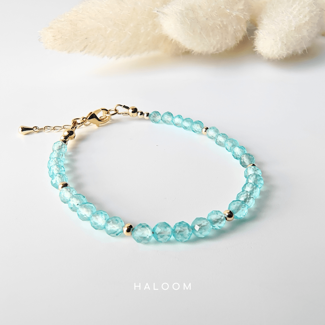 Faceted blue topaz December birthstone bracelet