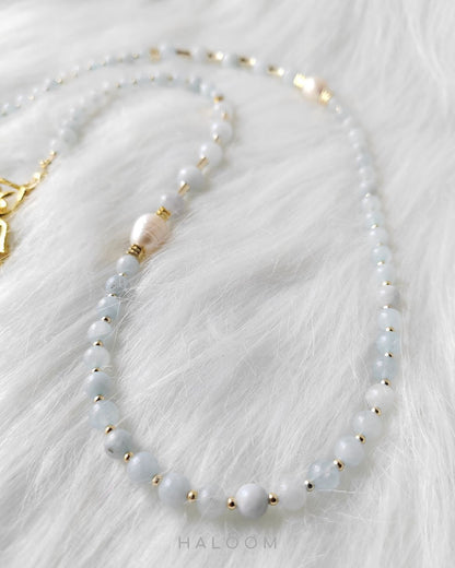 Rantaian Bayu - Aquamarine necklace and glasses chain.