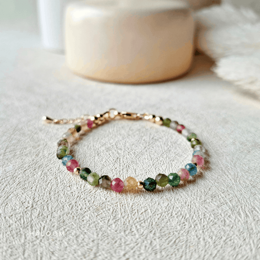 Faceted tourmaline bracelet 4mm
