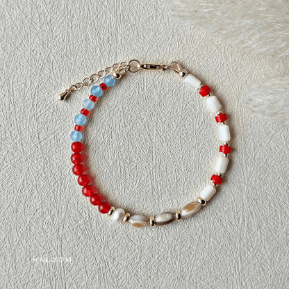 Summer Crush | Shell + red carnelian + aquamarine