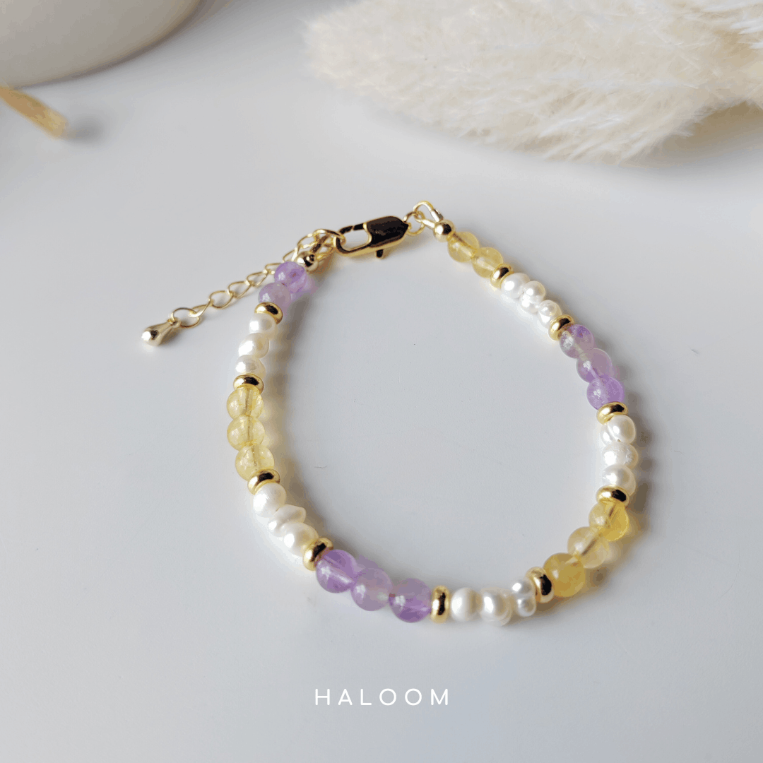 Joyful Nectar Bracelet - Citrine, Amethyst & Pearl