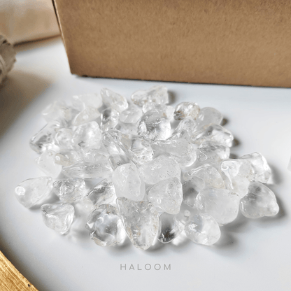 Cleansing tools set – palo santo, white sage, selenite & clear quartz