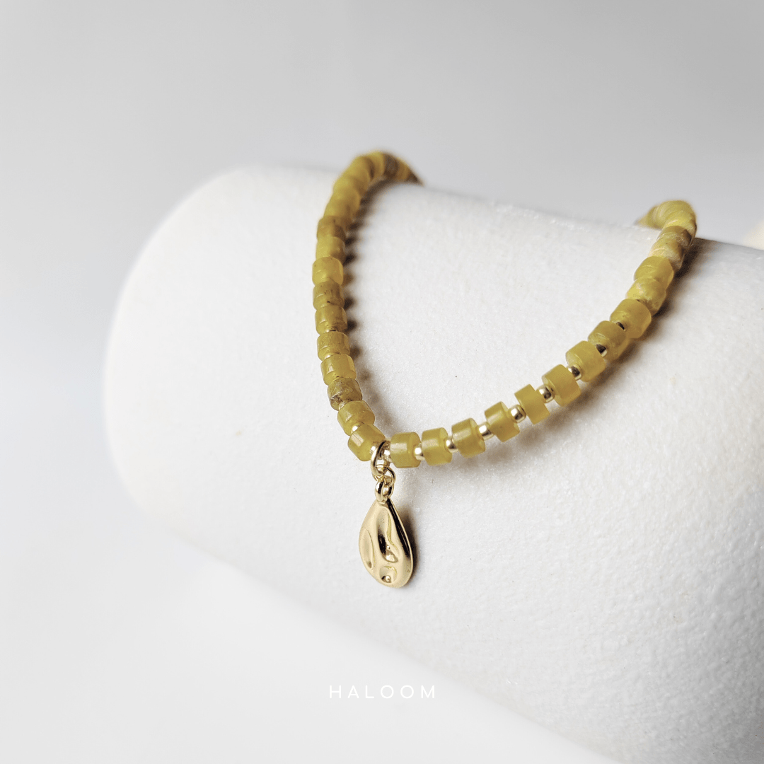 Rondelle lemon jade necklace