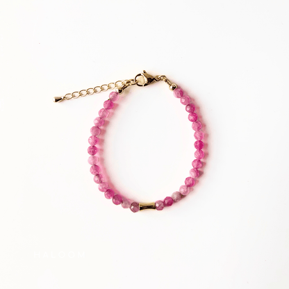Pink tourmaline curved bar bracelet