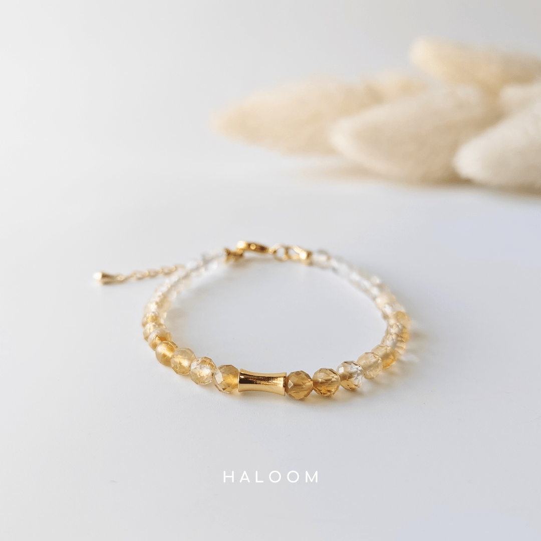 Faceted citrine gradient bracelet with gold bar
