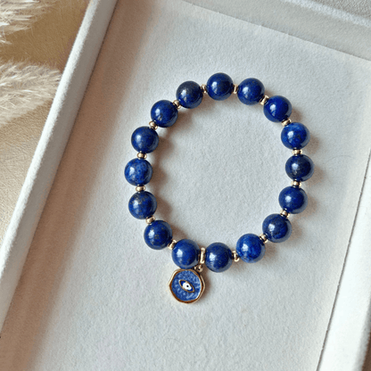 Lapis Lazuli with Evil Eye charm (10mm)