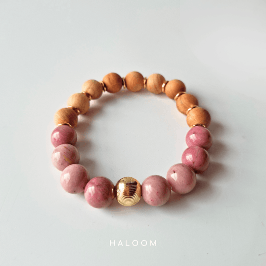 The Healing Heart Bracelet | Rhodochrosite + Sandalwood
