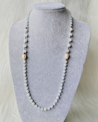 Rantaian Bayu - Aquamarine necklace and glasses chain.