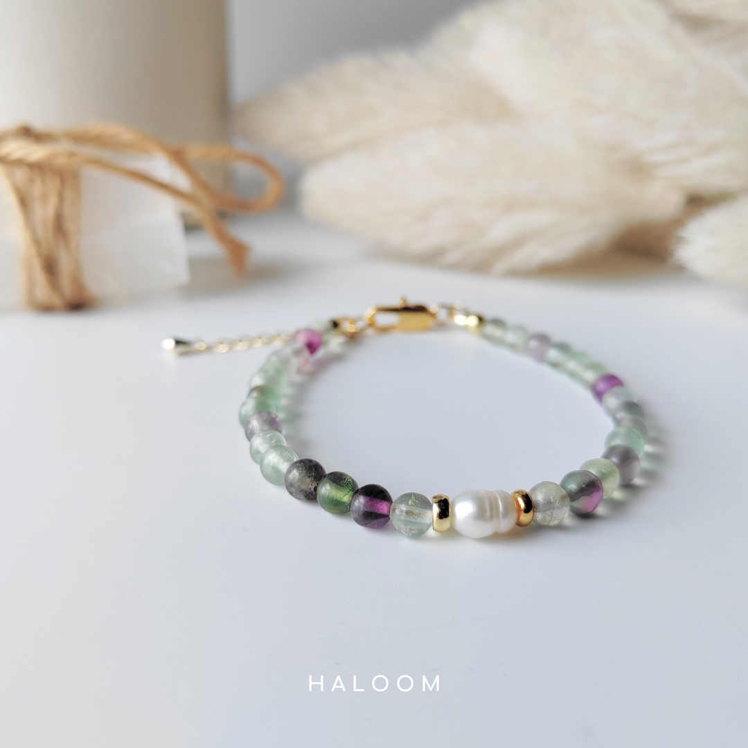 Fluorite & Freshwater Pearl Bracelet