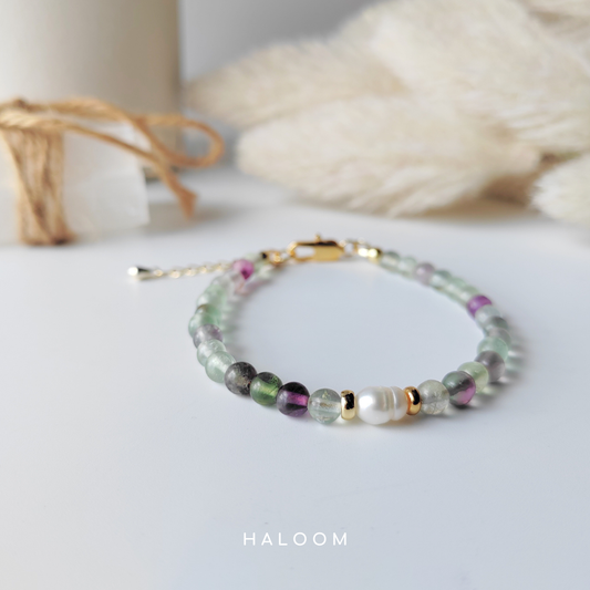 Fluorite & Freshwater Pearl Bracelet