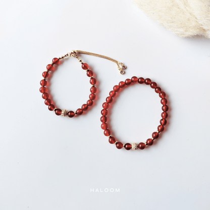 Red carnelian bracelet with pavé accent (6mm)