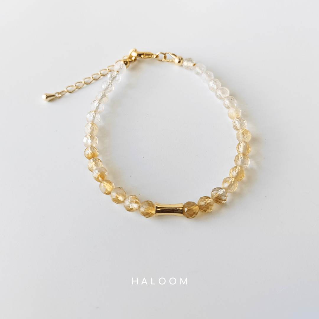 Faceted citrine gradient bracelet with gold bar