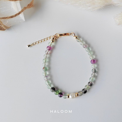 Fluorite & Freshwater Pearl Bracelet
