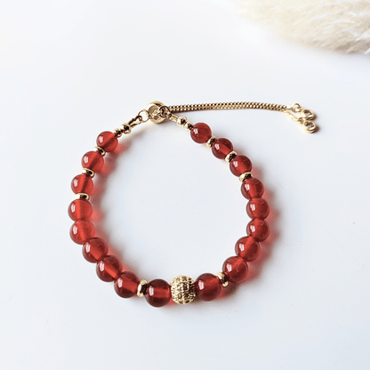 Red carnelian bracelet with pavé accent (6mm)