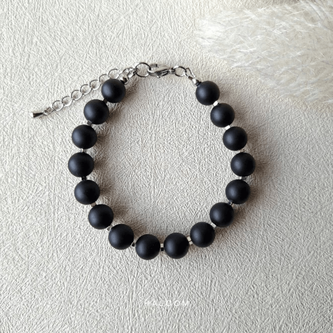 Strength & Protection matte black onyx bracelet