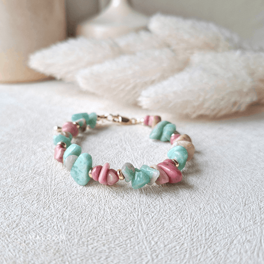 Heart & Voice | Amazonite and Rhodochrosite chip bracelet