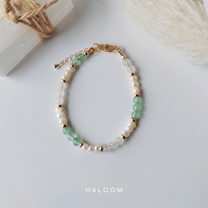 Love and Luck Bracelet - Green Aventurine, Rose Quartz & Pearl