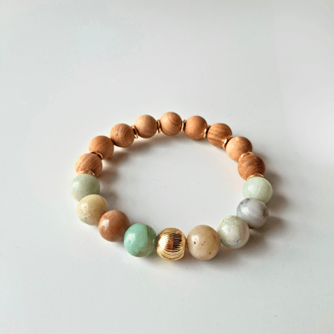 The Overthinker's Bracelet | River Amazonite + Sandalwood.