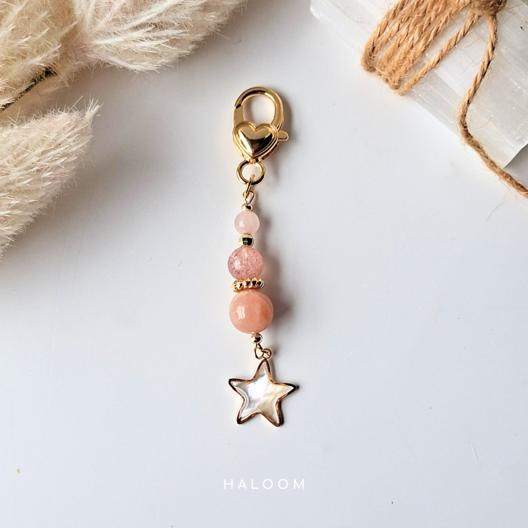 Joy Intention Charm Drop | Sunstone, Rose Quartz & Strawberry Quartz