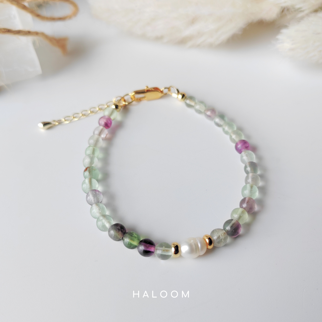 Fluorite & Freshwater Pearl Bracelet