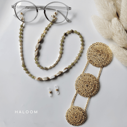 Rantaian Sejahtera - Green Jade Necklace and Glasses Chain
