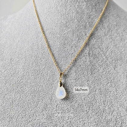 Rainbow moonstone teardrop necklace