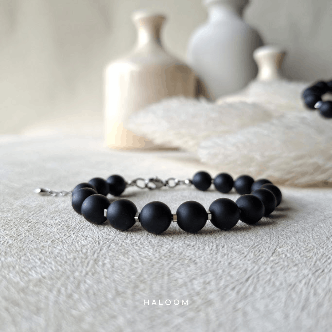 Strength & Protection matte black onyx bracelet