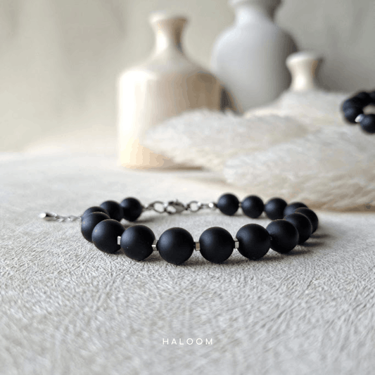 Strength & Protection matte black onyx bracelet