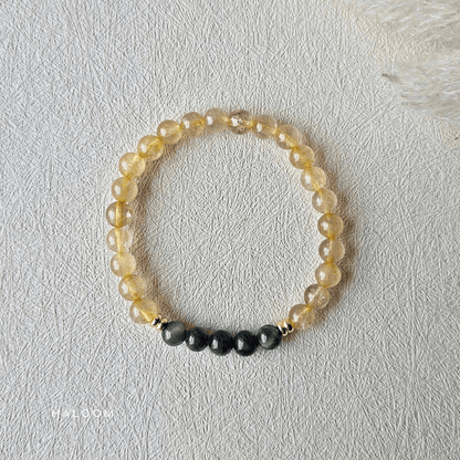 Blue Horizon | Gold Rutilated Quartz + Blue Tiger’s Eye 6mm
