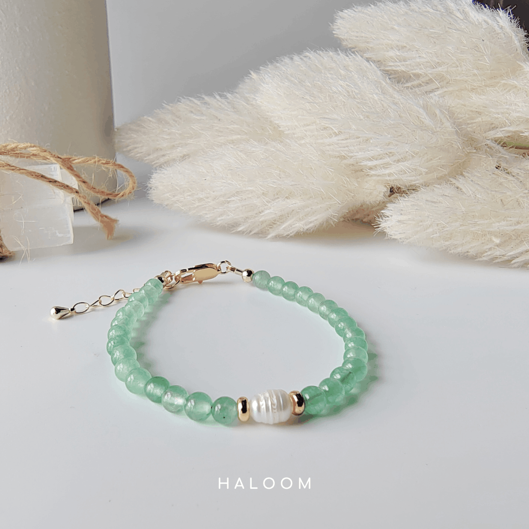 Green Aventurine & Freshwater Pearl Bracelet
