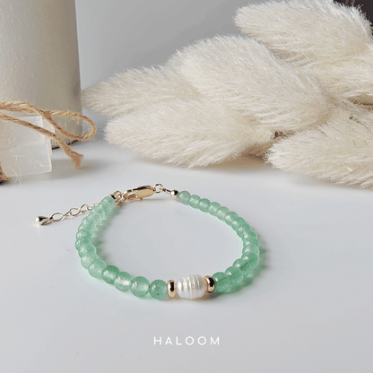 Green Aventurine & Freshwater Pearl Bracelet