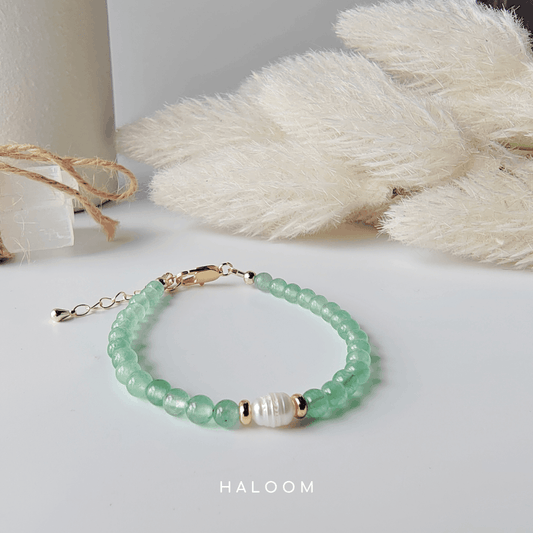 Green Aventurine & Freshwater Pearl Bracelet