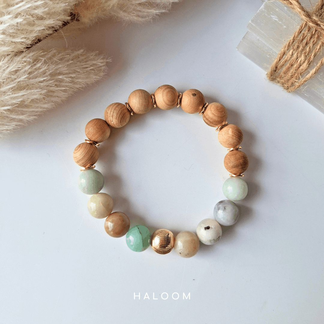 The Overthinker's Bracelet | River Amazonite + Sandalwood