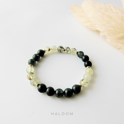 8mm Prehnite and Green Moss Agate Bracelet
