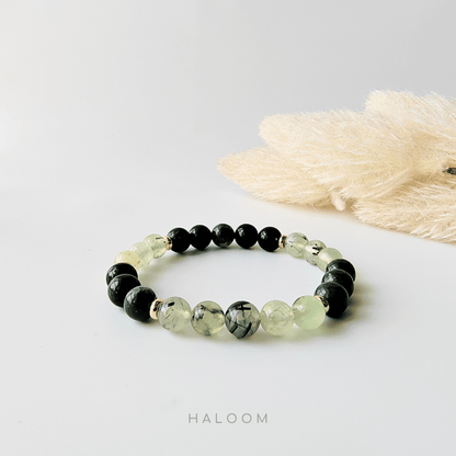 8mm Prehnite and Green Moss Agate Stretch Bracelet